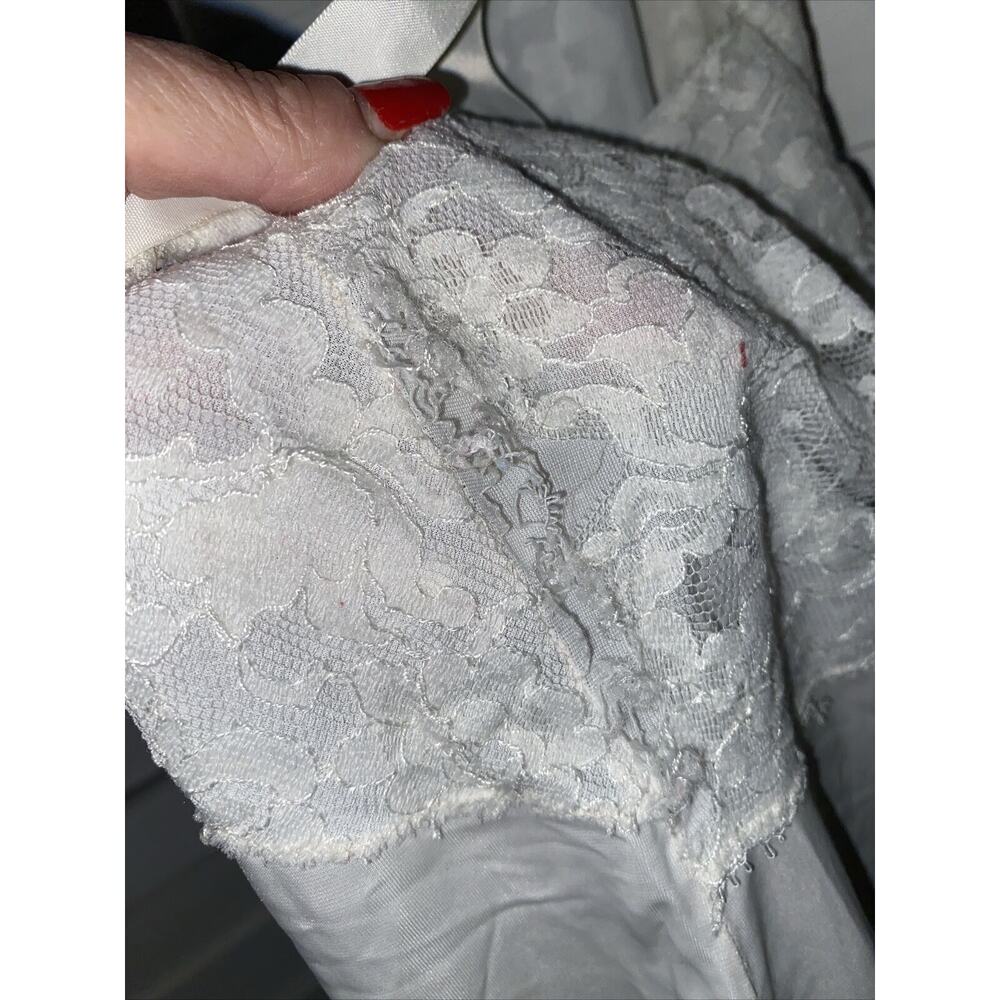 Vintage White Full Dress Slip Nightgown White 5" Lace Hem Sz Small / 34 - Picture 10 of 10